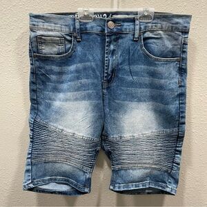 Reason NY Size 34 Jean Distressed  Strech Shorts Mens Blue Denim